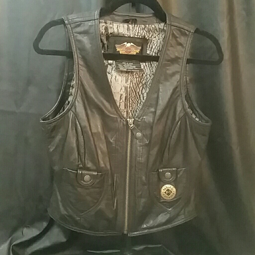 Women's Harley-Davidson black leather vest